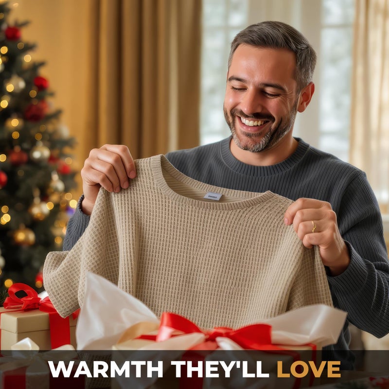 Jmr Usa Inc. JMR Menâ€™s Thermal Shirt Long Sleeve - Heavyweight 100% Cotton Waffle Weave Top, Warm Breathable Base Layer or Standalone Cold Weather Essential (Navy) - Image 5